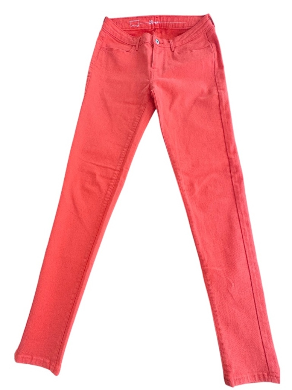 Levi's 535 Denim Leggings Coral Pink Orange Stretch Skinny Jean Jeggings Size 28